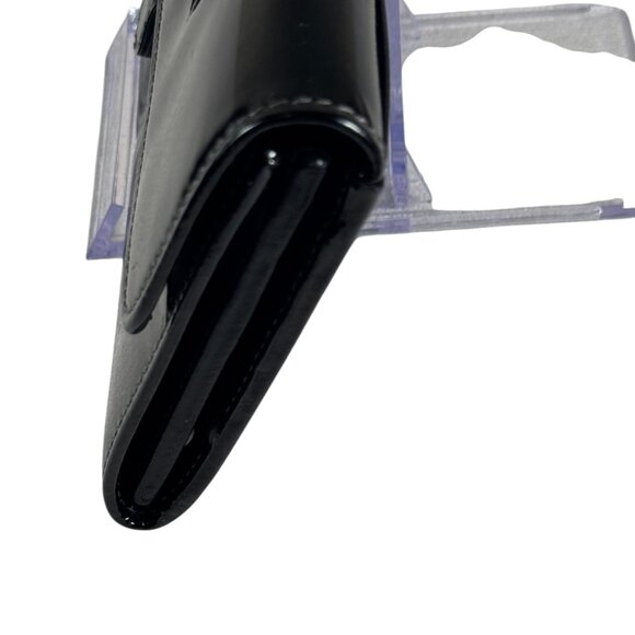 SALVATORE FERRAGAMO BLACK PATENTED LEATERH BLACK SHINNING CONTINENTAL WALLET - Picture 6 of 11